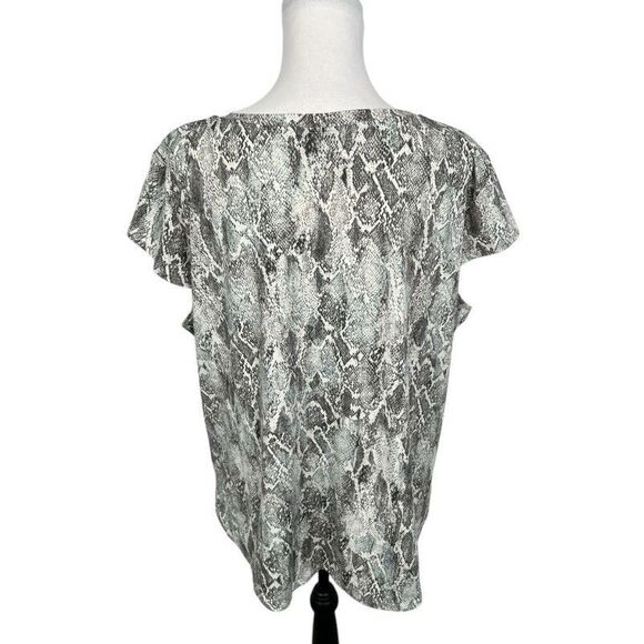 Nue Options Blouse Plus Size XXL Multicolored Snakeskin Pattern Knit Work Top - Picture 5 of 10